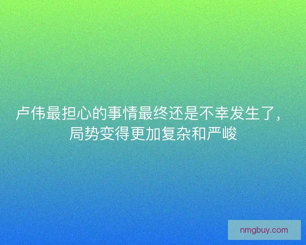 卢伟最担心的事情最终还是不幸发生了,局势变得更加复杂和严峻 卢伟最担心的事情最终还是不幸发生了,局势变得更加复杂和严峻